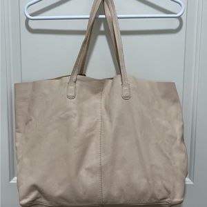 Malta tote bag leather Large color nude light pink Shoulder handle